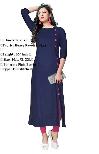 Stylish Rayon Best Selling Solid A-Line Kurtis