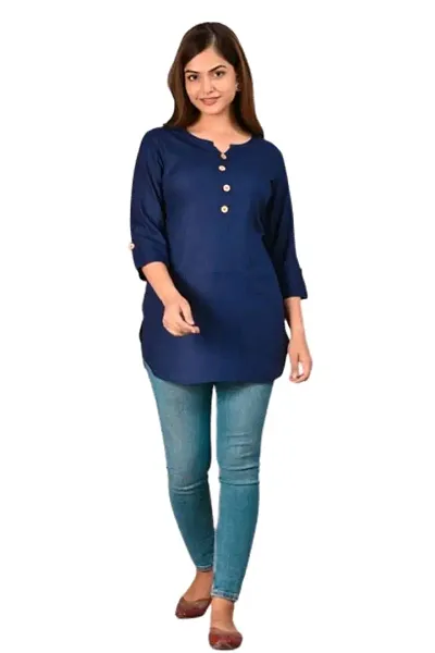 STYLE GANGA Women's Rayon Straight Solid Casual Top/Kurta