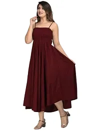 Women Solid Bobin Elastic Maroon Kurtis-thumb2