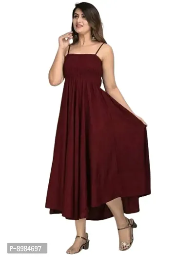 Women Solid Bobin Elastic Maroon Kurtis-thumb3