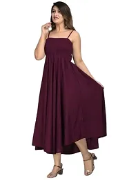 Women Solid Bobin Elastic Wine Kurtis-thumb2