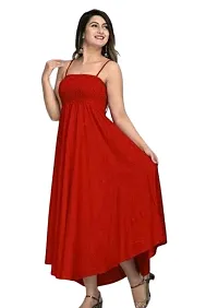 Women Solid Bobin Elastic Red Kurtis-thumb2