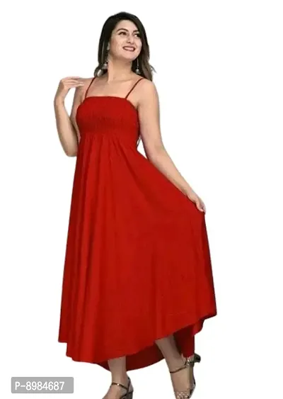 Women Solid Bobin Elastic Red Kurtis-thumb3