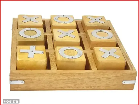 Tic Tac Toe Game Wooden Set for Kids Children - Travel Board Brain Teaser Game