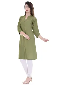 FAB X Pure Cotton Plan Dark Green Kurti with Wooden Buttion-XL-thumb4