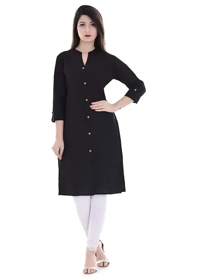 FAB X Pure Plan Kurti with Wooden Buttion-XXL