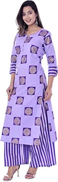 FAB X Cotton Kurta with Palazzo Woman and Girls Purple-thumb3