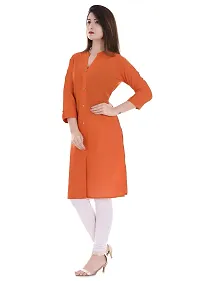 FAB X Pure Cotton Plan Orange Kurti with Wooden Buttion-M-thumb4