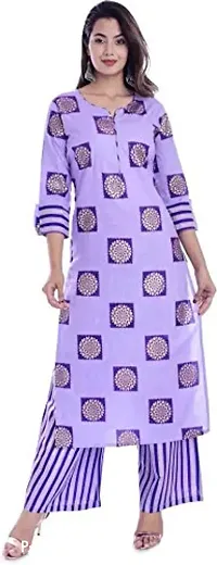 FAB X Cotton Kurta with Palazzo Woman and Girls Purple-thumb0