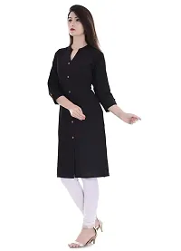 FAB X Pure Cotton Plan Black Kurti with Wooden Buttion-XXL-thumb4