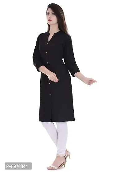 FAB X Pure Cotton Plan Black Kurti with Wooden Buttion-XXL-thumb5