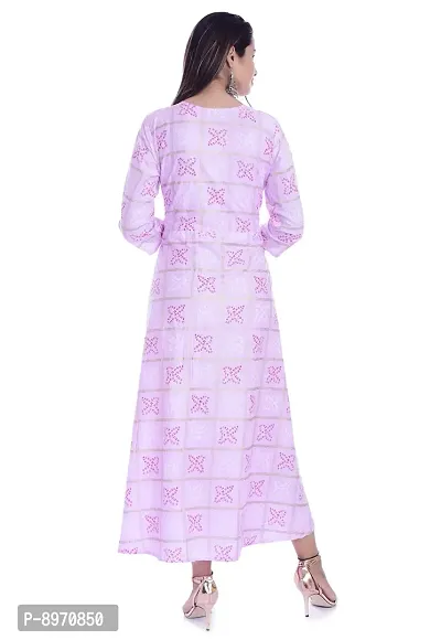 FAB X Rayon Bandhej Print Long Pink Kurti-thumb2