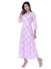 FAB X Rayon Bandhej Print Long Pink Kurti-thumb4