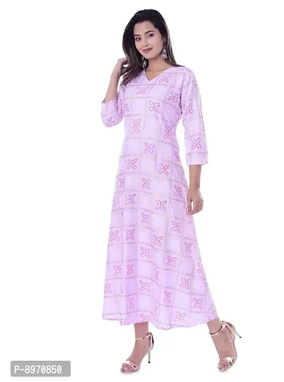 FAB X Rayon Bandhej Print Long Pink Kurti-thumb5