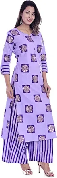 FAB X Cotton Kurta with Palazzo Woman and Girls Purple-thumb2