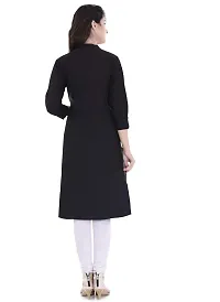 FAB X Pure Cotton Plan Black Kurti with Wooden Buttion-XXL-thumb1