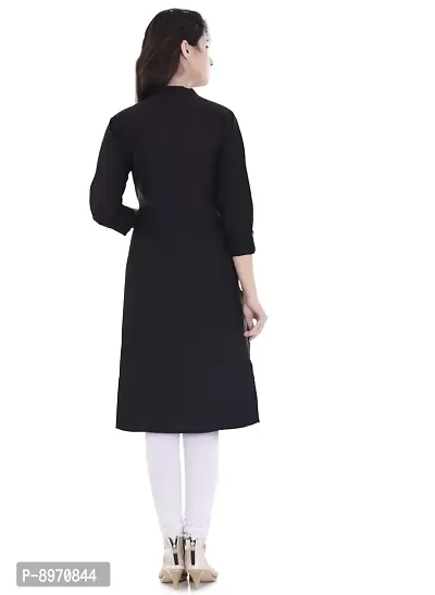 FAB X Pure Cotton Plan Black Kurti with Wooden Buttion-XXL-thumb2