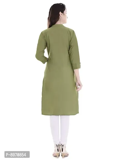 FAB X Pure Cotton Plan Dark Green Kurti with Wooden Buttion-XL-thumb2