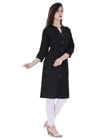 FAB X Pure Cotton Plan Black Kurti with Wooden Buttion-XXL-thumb2