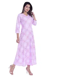 FAB X Rayon Bandhej Print Long Pink Kurti-thumb2