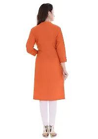 FAB X Pure Cotton Plan Orange Kurti with Wooden Buttion-M-thumb1