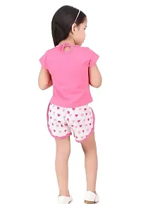 Fabulous Pink Cotton Blend Printed Top With Bottom For Girls-thumb1