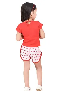 Fabulous Red Cotton Blend Printed Top With Bottom For Girls-thumb1