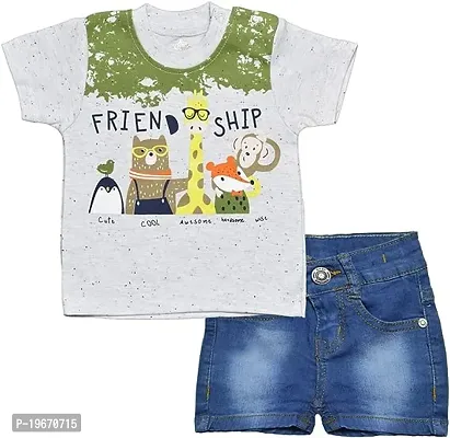 Fabulous Multicoloured Cotton Printed T-Shirts with Shorts For Boys-thumb0