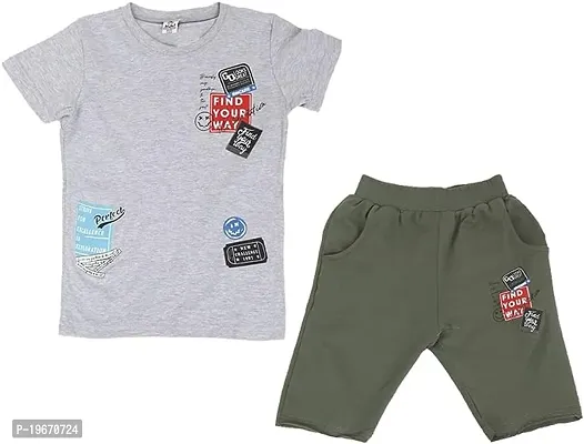 Fabulous Multicoloured Cotton Printed T-Shirts with Shorts For Boys