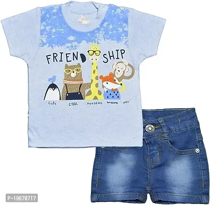 Fabulous Multicoloured Cotton Printed T-Shirts with Shorts For Boys