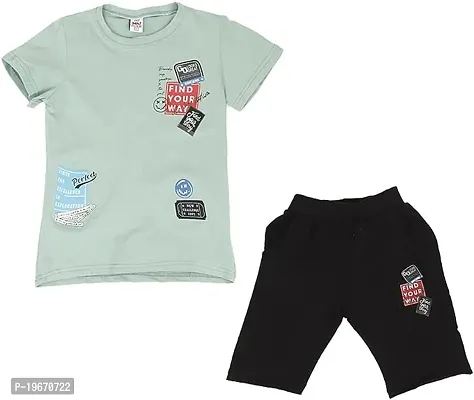 Fabulous Multicoloured Cotton Printed T-Shirts with Shorts For Boys