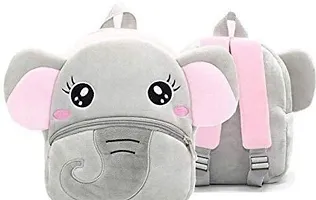 Stylish Elephant And Pink Minnnie Soft Velvet Embroidered Backpacks for Kids-Pack of 2-thumb2