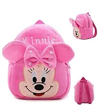 Stylish Elephant And Pink Minnnie Soft Velvet Embroidered Backpacks for Kids-Pack of 2-thumb1