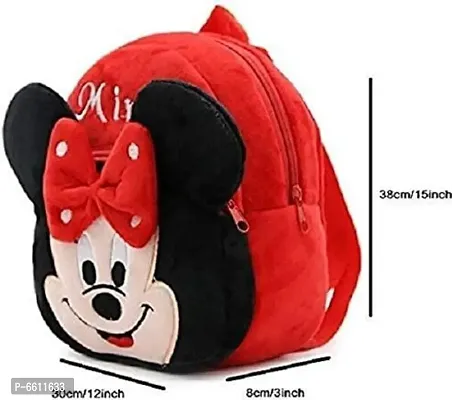 Stylish Red minnie Soft Velvet Embroidered Backpacks for Kids-thumb2