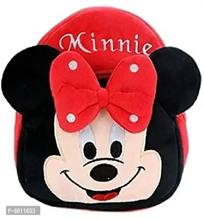 Stylish Red minnie Soft Velvet Embroidered Backpacks for Kids-thumb0