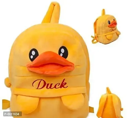 Cute Duck Soft Velvet Embroidered Backpacks for Kids-thumb0