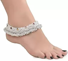 Women and Girls Silver Plated White Metal Payal Anklets Indian Traditional Ethnic Fashion Foot Jewellery Artificial Alloy Anklet-thumb2