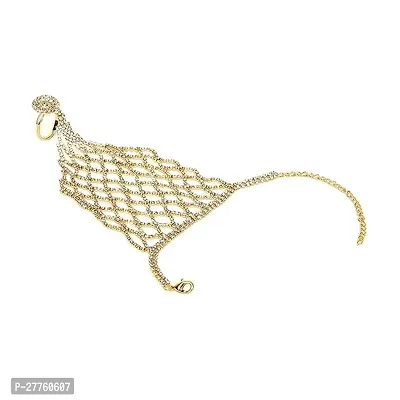 Golden/Gold Plated Single White Bracelet for Women-thumb0