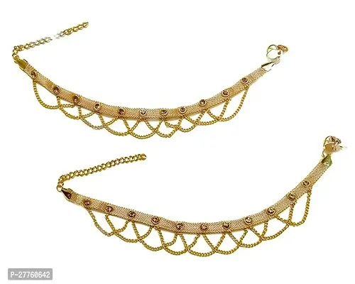 WomenSky Traditional Jewellery Gold Oxodised Chain Payal Anklets for Women/Anklet for Girls-thumb0