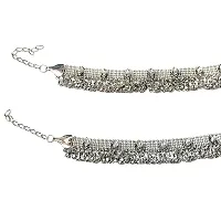Womensky Silver Plated  Brass Stylish Thin Size Anklets Kolusu Payal Ghungroo for Women (White  Silver)-thumb2