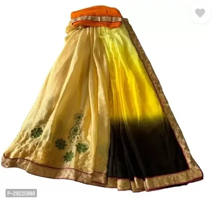 Stylish Embroidered Half  Half Sari Georgette Sarees With Blouse
