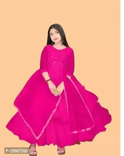 Indo-western Pink Solid Georgette Gown-thumb0