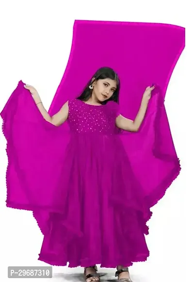 Indo-western Pink Solid Georgette Gown