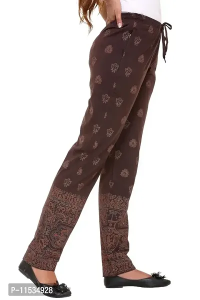 Colors  Blends - Coffee- Printed Track Pants for Women -Size S-thumb4