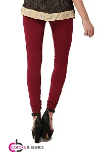 Women's solid Maroon Cotton-Lycra Leggings/Churidars-thumb2