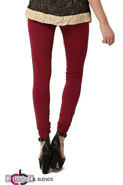 Women's solid Maroon Cotton-Lycra Leggings/Churidars-thumb3