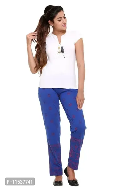 Women's Cotton Blended Printed Lounge Wear - Track Pants