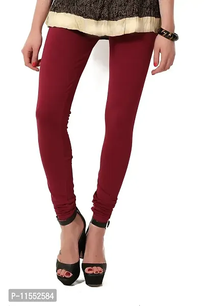 Women's solid Maroon Cotton-Lycra Leggings/Churidars-thumb0