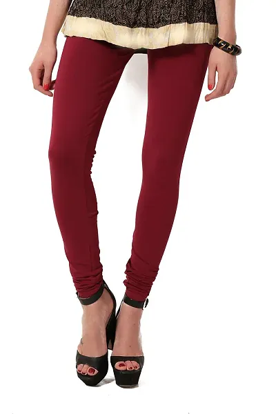 Women's solid Cotton-Lycra Leggings/Churidars