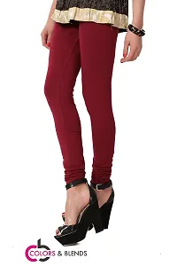 Women's solid Maroon Cotton-Lycra Leggings/Churidars-thumb1